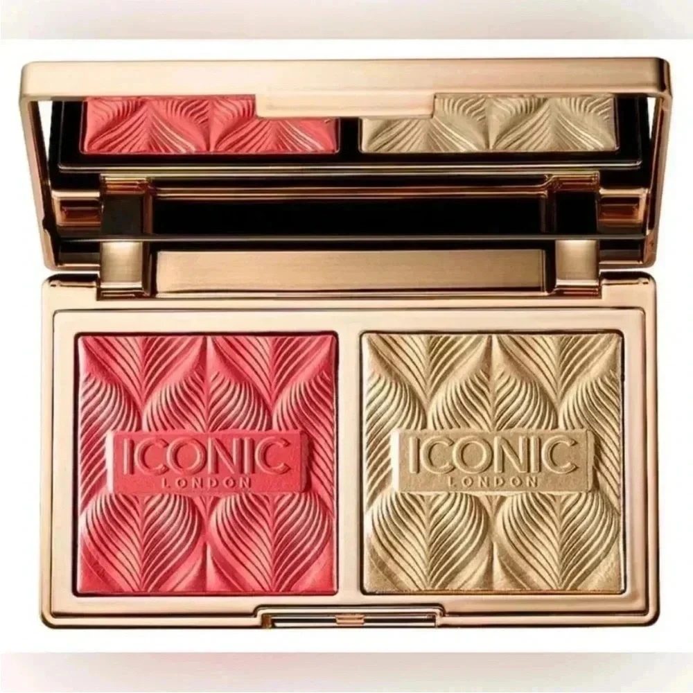 ICONIC LONDON NIB -Coral Glow- Silk Glow Duo Full Size 0.21 oz Blush/Highlighter